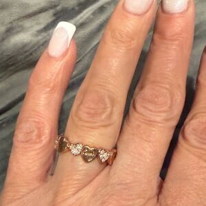 Coach Rose Gold Heart Ring with Crystal Accents